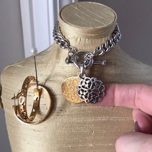 Brighton Ferrara bracelet and gold hoop earrings